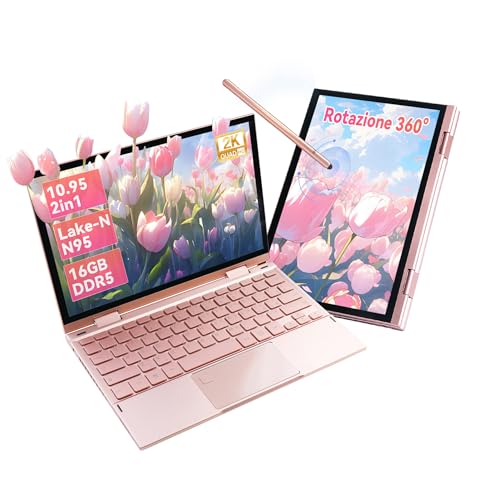 MOREPC 2-in-1-Notebook 2-in-1 Mini-Touchscreen 360° | Celeron N95 | 16 GB DDR5 | 2000 x 1200 FHD | Win11 | Ultraportabel | Stylus Pen | Lange Akkulaufzeit | Arbeit und Unterhaltung (16 + 512 GB)