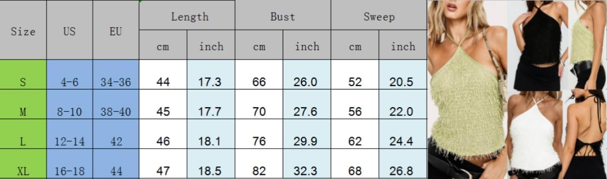 Women Fuzzy Tank Top Fluffy Backless Halter Crop Top Y2K Open Back Cami Top Going Out Streewear - Image 7