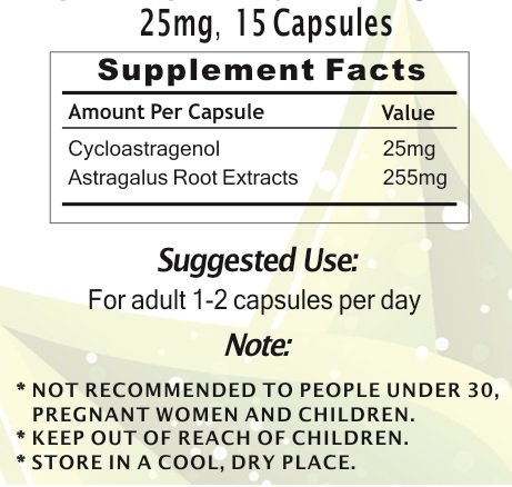 Crackaging Ca-100® - 100% Natural Super-Absorption Cycloastragenol 25Mg/Cap (Ca-100® 25Mg 15Caps) #TOP1
