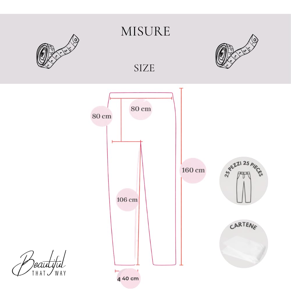 Pantalones para tratamientos de belleza 25 unidades 80x160 cm Beautiful That Way Cartene talla única desechables impermeables ideales para lodos, vendajes, presoterapia, uso profesional