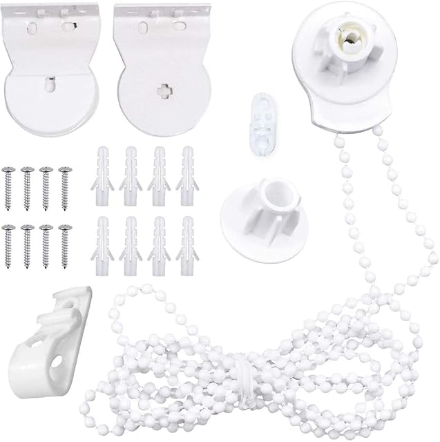 Roller Blind Fittings Replacement Repair Kit, NETUME 25mm Window Vertical Blind Spare Parts with Metal Brackets, Bead Chain,Child Safety Clips, Roman Blind Mechanism Accessories for Kitchen Bath
