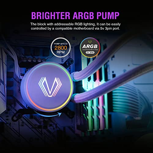 Vetroo V240 White Liquid Cpu Cooler 240Mm Addressable Rgb & Pwm Pump & Fans 250W Tdp Aio Water Cooler W/Controller Hub For Intel Lga 1700/1200/115X Amd Am5/Am4 #TOP3