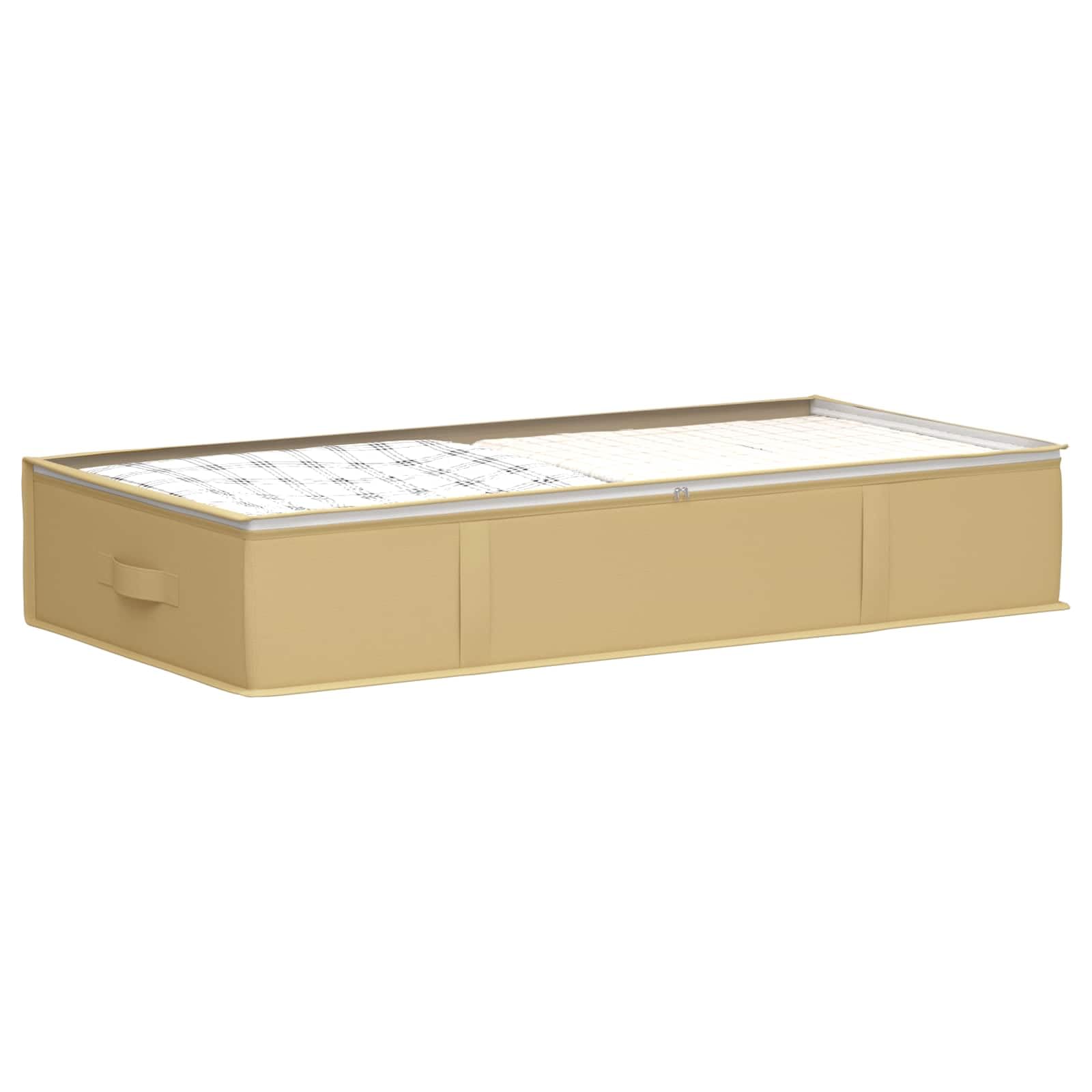 6 Scatole Stoccaggio Con Finestra Trasparente 100x50x18 cm Crema | Tessuto non tessuto traspirante, pieghevole, maniglie laterali, doppie cerniere, per vestiti e biancheria