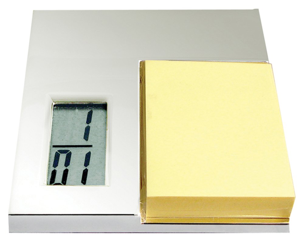 Natico Silver Post Holder Pad with LCD Clock (10-1326MP)