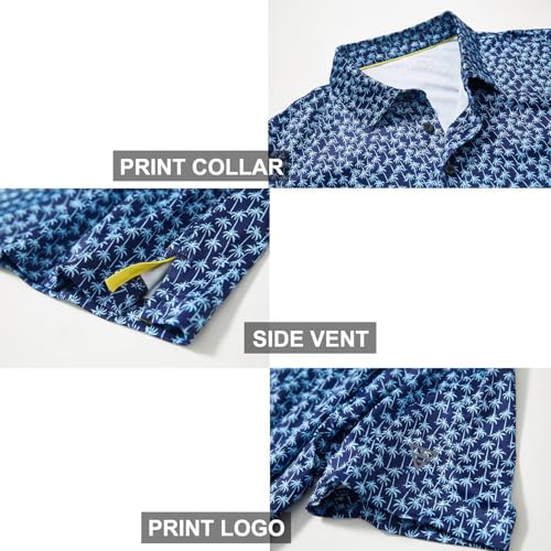 Image of Golf Shirts for Men Dry Fit Short Sleeve Print Performance Moisture Wicking Polo Shirt