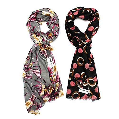 Image of Women's Trendy floral Printed Rayon Stoles Multicolour (Pack of 2)