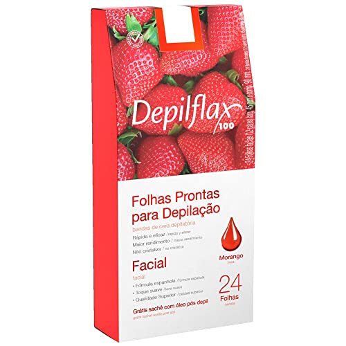 60 Folhas Prontas Corporais 72 Faciais Depilflax Morango