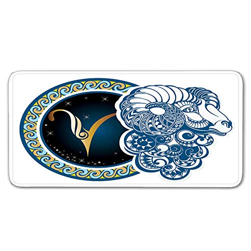 FAIEK Alfombras De Pasillo Aries Largas Moquetas Largo Entrada Felpudos Patrón 3D Anti-desvanecimiento Anti-Sucio Aplicar para Ventana De Bahia Dormitorio Sala Lavable Cortable 50x80cm