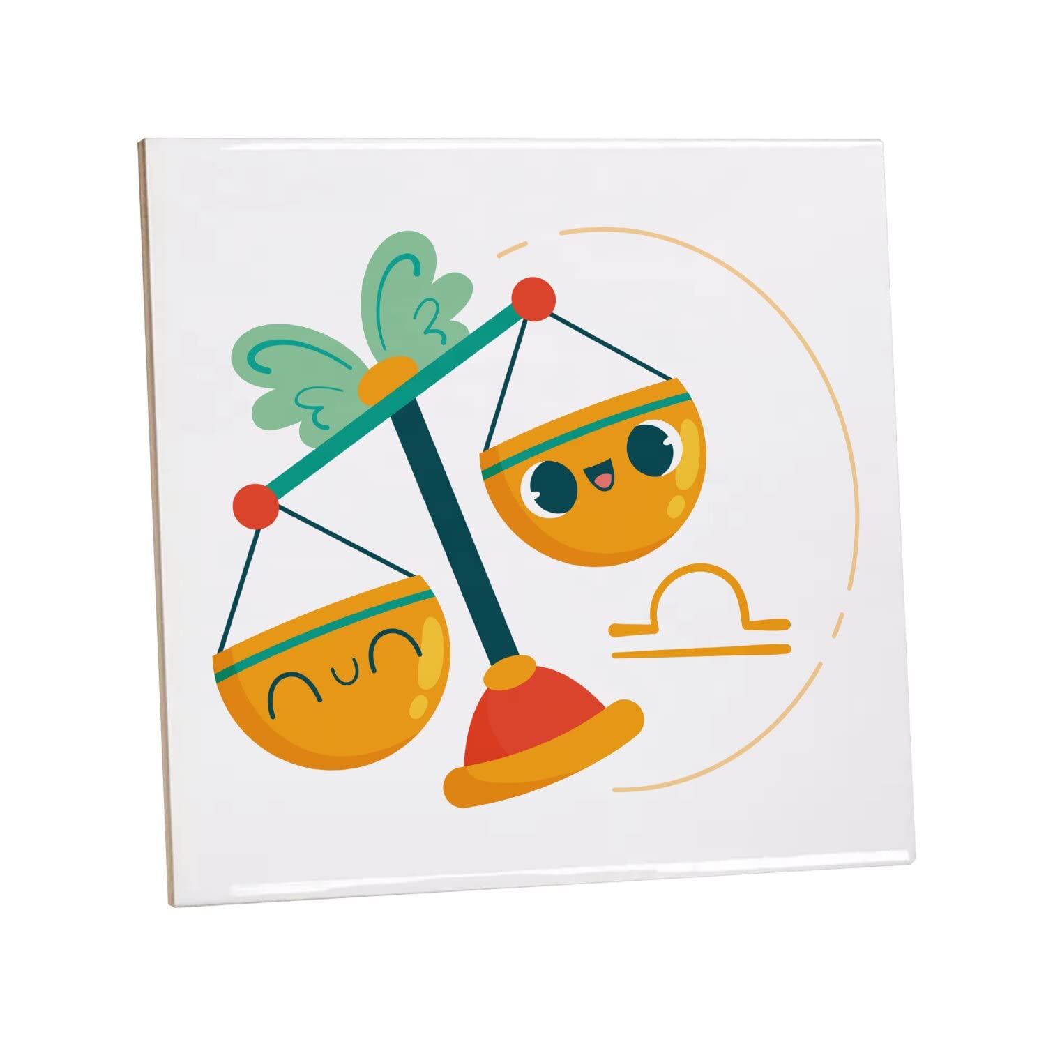 Fantastyczna dekoracyjna płytka ceramiczna 15,2 x 15,2 cm - Waga Znak zodiaku Rysunek Symbol Ilustracja