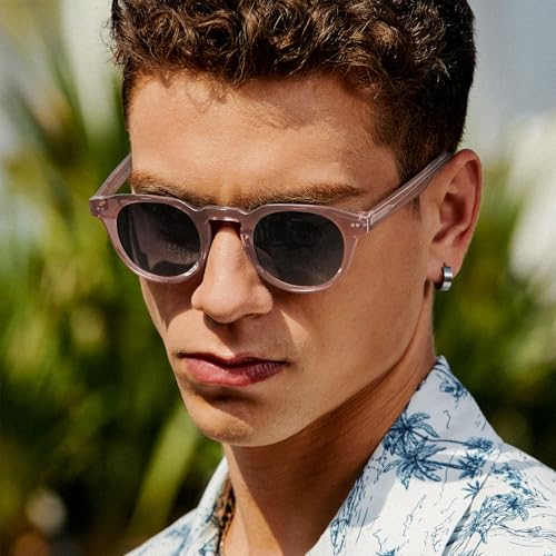 Image of CARFIA Retro Sunglasses for Men Polarized UV400 Protection, Cool Round Acetate Fashion Shades