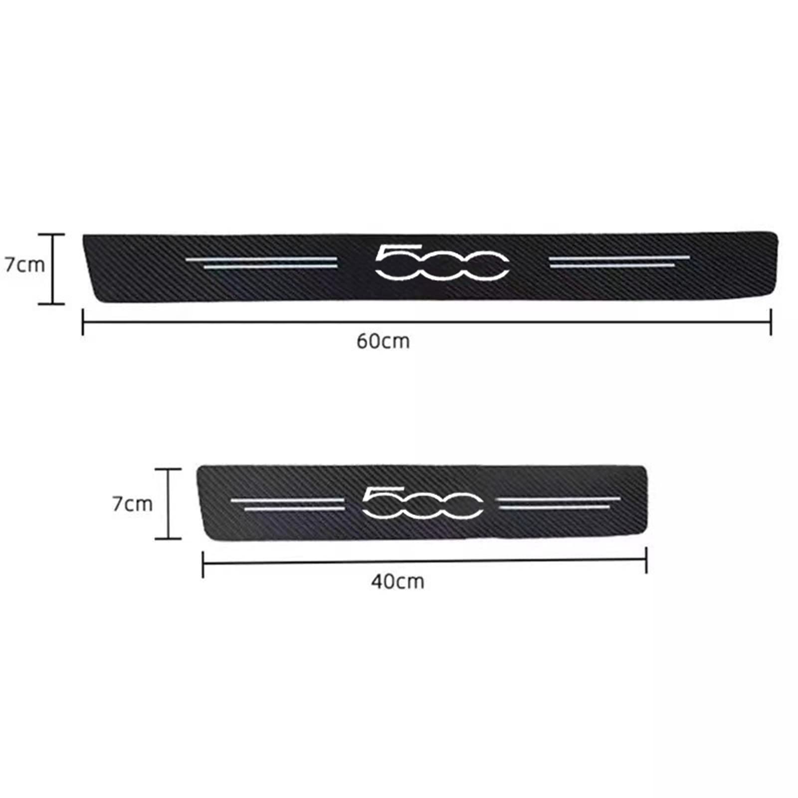 4 Pezzi Fibra di Carbonio Soglia Porta Battitacco Adesivi, per Fi-at 500 Benvenuto Pedaliera Protezione Styling Decorativi Accessorio di Finitura Con Logo