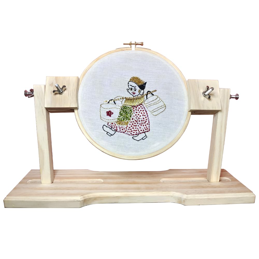 AJAYCO® Hoop Holder Stand | Embroidery Frame Holder Stand | Seat Stand Sit On Cross Stitch 360 Degree Adjustable Rotatable Hoop Holder-1 Set ( 3 Pieces)-image-4