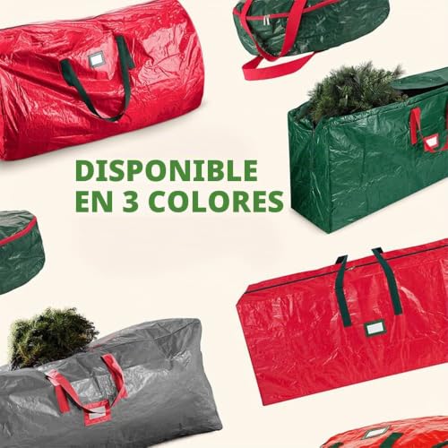Miniatura 5 de Hiseng Bolsa De Almacenamiento Para Árbol De Navidad, Color Sólido Bolsa Árbol Navidad Con Cremallera, Fácil De Almacenar Árbol De Navidad Y Otras Decoraciones Navideñas 120x28x43cm,Verde