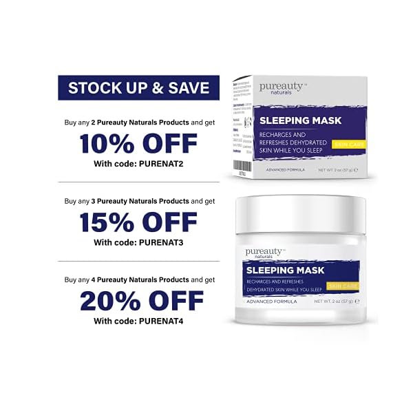 Sleep-Mask-Cream-Hydrating-face-Mask-Cream-Sleeping-Mask-Overnight-Mask-for-women-skincare-Moisturizing-beauty-face-masks-with-Hyaluronic-Acid-face-masks-Overnight-Cream-Pureauty-Naturals-2oz Sleep Mask Cream, Hydrating face Mask Cream Sleeping Mask, Overnight Mask for women skincare Moisturizing beauty face masks with Hyaluronic Acid, face masks, Overnight Cream - Pureauty Naturals, 2oz
