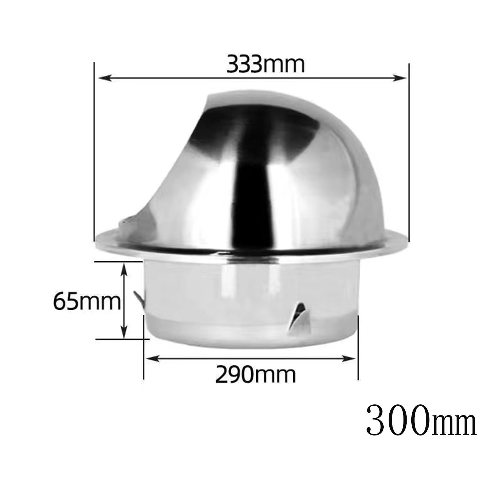 304 - Tapa de acero inoxidable para extractor de baño, tapa de ventilación de techo gruesa para protección contra la lluvia y la nieve, resistente a la corrosión, solución de ventilación de 300 mm