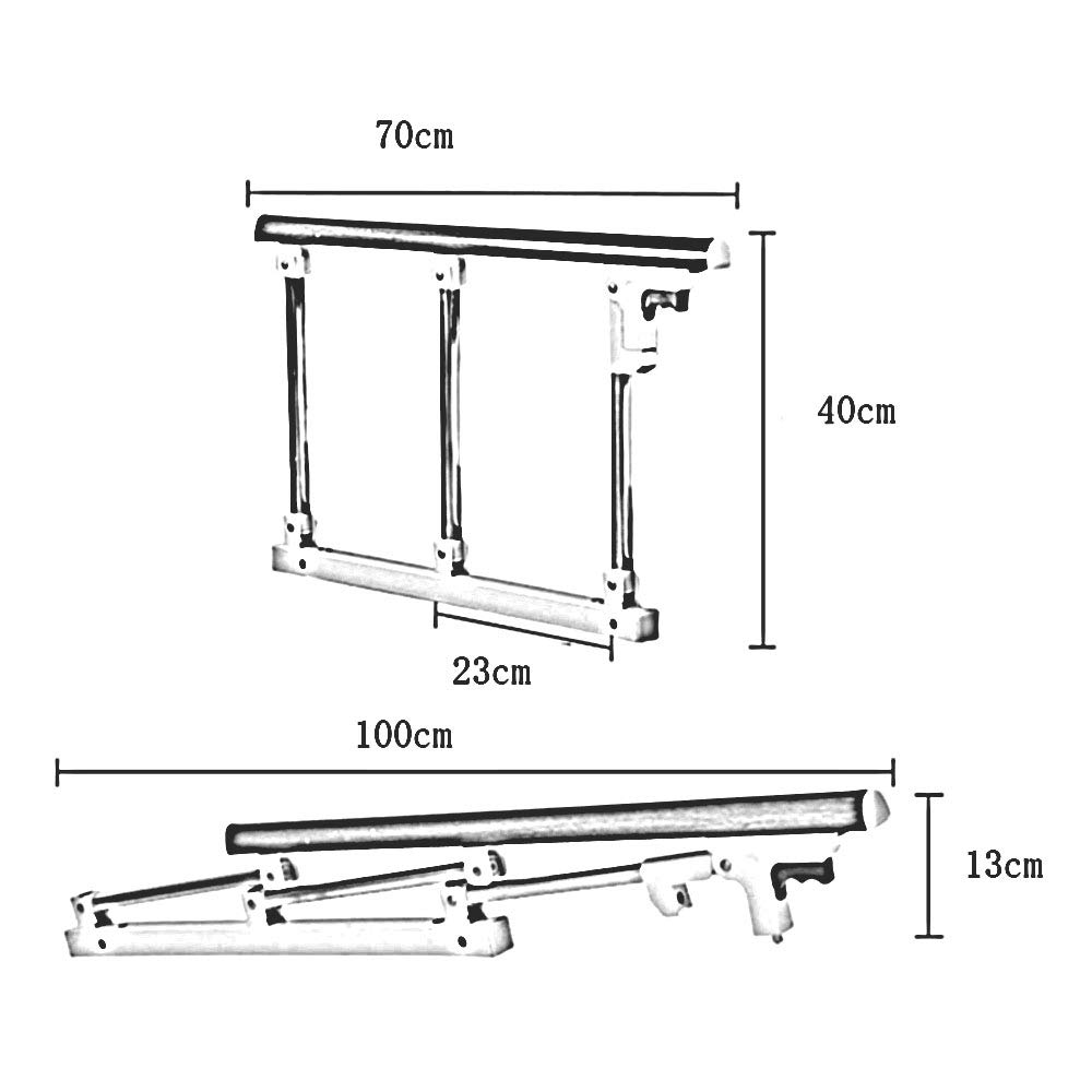 Barandilla de Seguridad para Cama de bebé, barandilla Plegable anticaídas, barandilla Lateral de Seguridad para Adultos, asa de Asistencia, para Personas Mayores, Rojo, 70 cm x 40