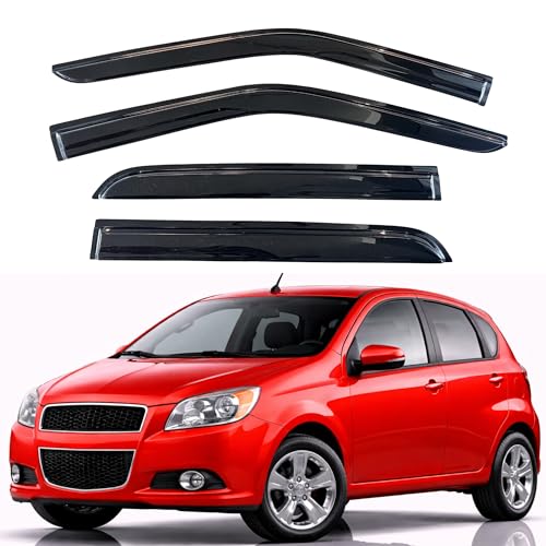 Image of KPY Rain Guards Fit for 2007-2011 Chevrolet Aveo Hatchback, Out-Channel Window Visors Vent Wind Deflectors 4PC, Car Accessories for 07-11 Chevy Aveo Hatchback (Excludes Sedan)