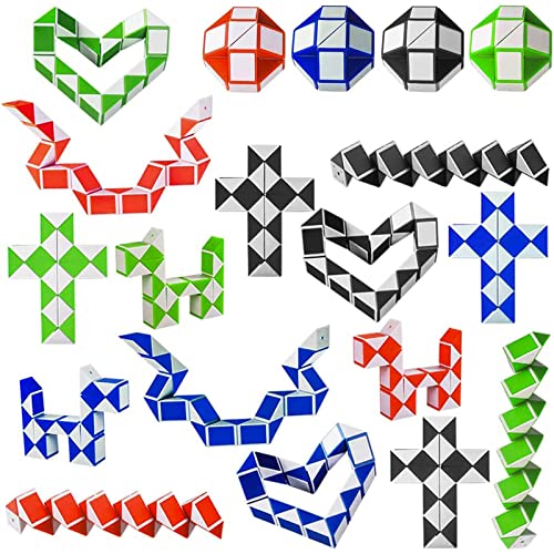 20 Pack de 24 Bloques Snake Cube, Mini Speed ​​Cubes, Snake Twist Puzzle para Llenadores de Bolsos para Fiestas, Favores de Fiesta, Color Aleatorio