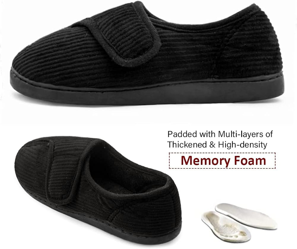 Miniatura 4 de Pantuflas para diabéticos de espuma viscoelástica para hombre ajustable artritis edema pies hinchados zapatos anchos cómodos suaves antideslizantes