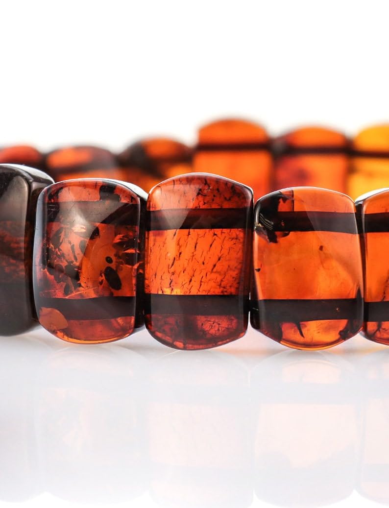 13x9x5 mm naturalny bursztynowy koralik elastyczna elastyczna bransoletka z koralików gładka krój owalny kształt czerwony 7 cali do medytacji unisex prezent i powodzenia |W_STBC_00290