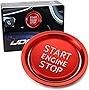 iJDMTOY (1) RS Style Red Aluminum Keyless Engine Push Start Button w/Surrounding Ring Trim Compatible With Audi A4 A5 A6 A7 A8 Q5, etc