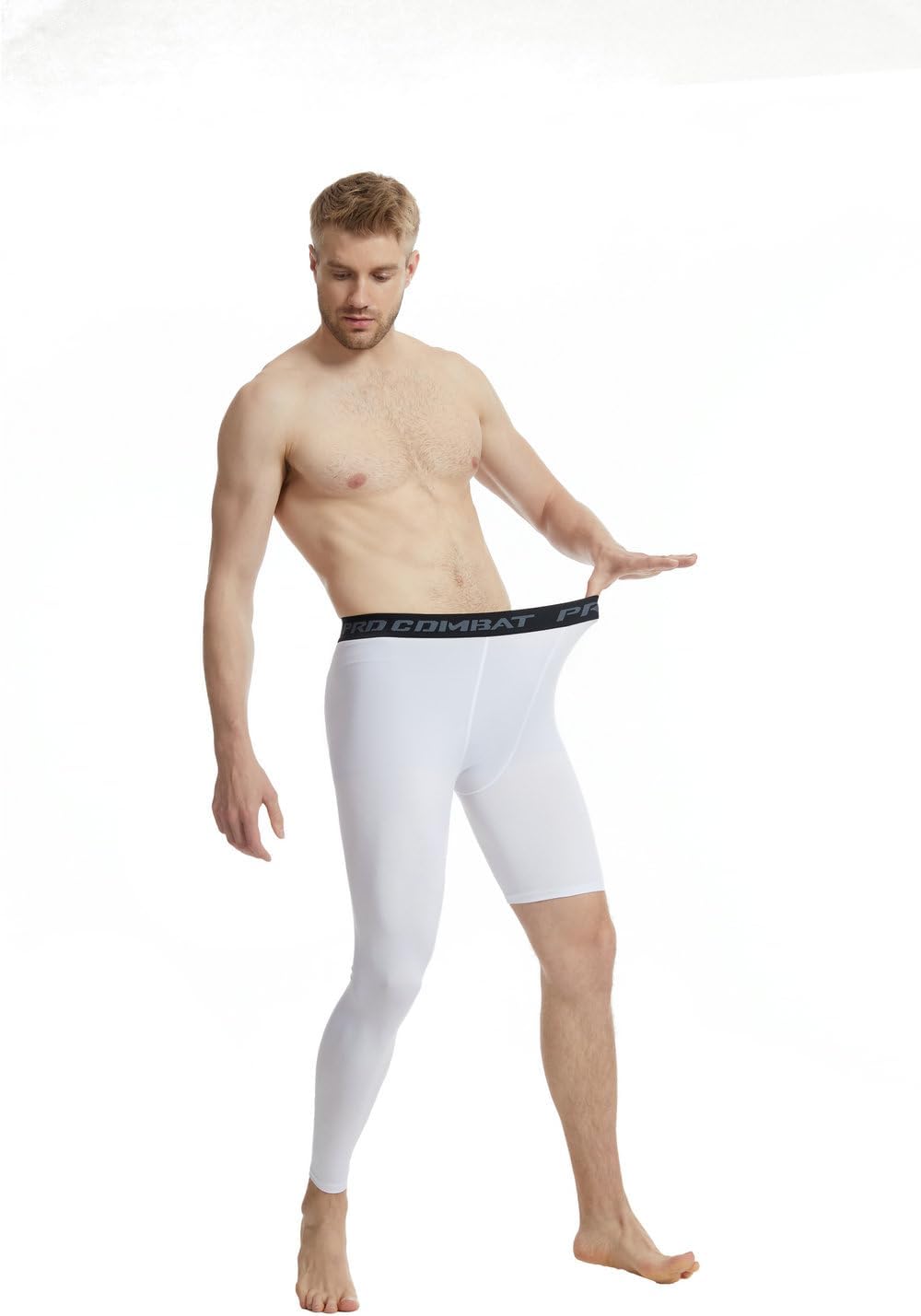 Men's Basketball Single Leg Tight Sports Pants 1/2 One Leg Compression Pants Athletic Base Layer Underwear - Image 3
