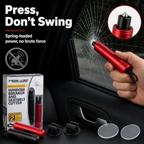 FRONTLINE Window Breaker and Seatbelt Cutter, 2 Pack Emergency Escape Tool - image 6