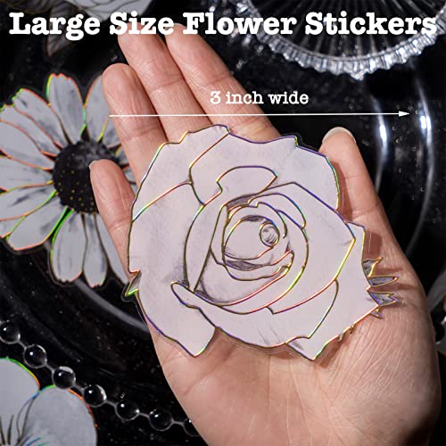 Knaid 120 Pieces Large Size Black And White Flower Stickers With Gold Holographic Outlines, Glitter Shiny Floral Waterproof Decorative Decals For Scrapbooking Supplies Junk Journal Bullet Journals Planners Resin Laptops Water Bottles Paper Crafts #TOP3