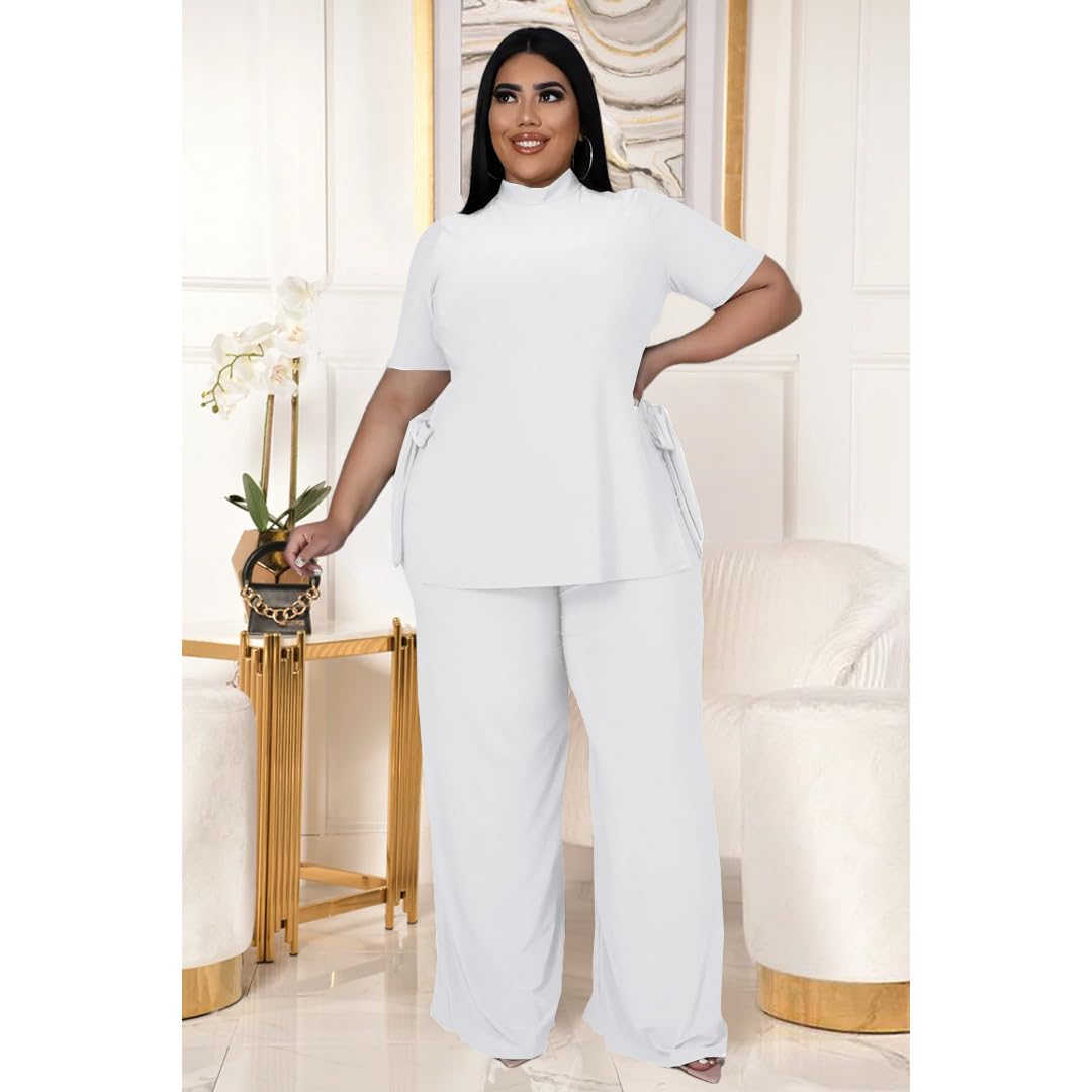 Conjunto de 2 piezas de pantalones de pierna ancha para mujer, estilo casual, talla grande, sin mangas, pantalones largos, sexy