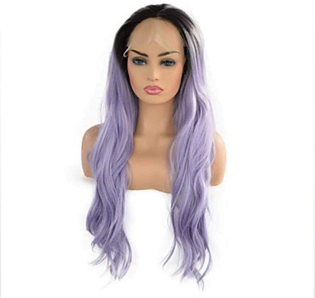 Perruque synthétique avant de lacet pour cosplay et soirées à thème en nuance violet ombre