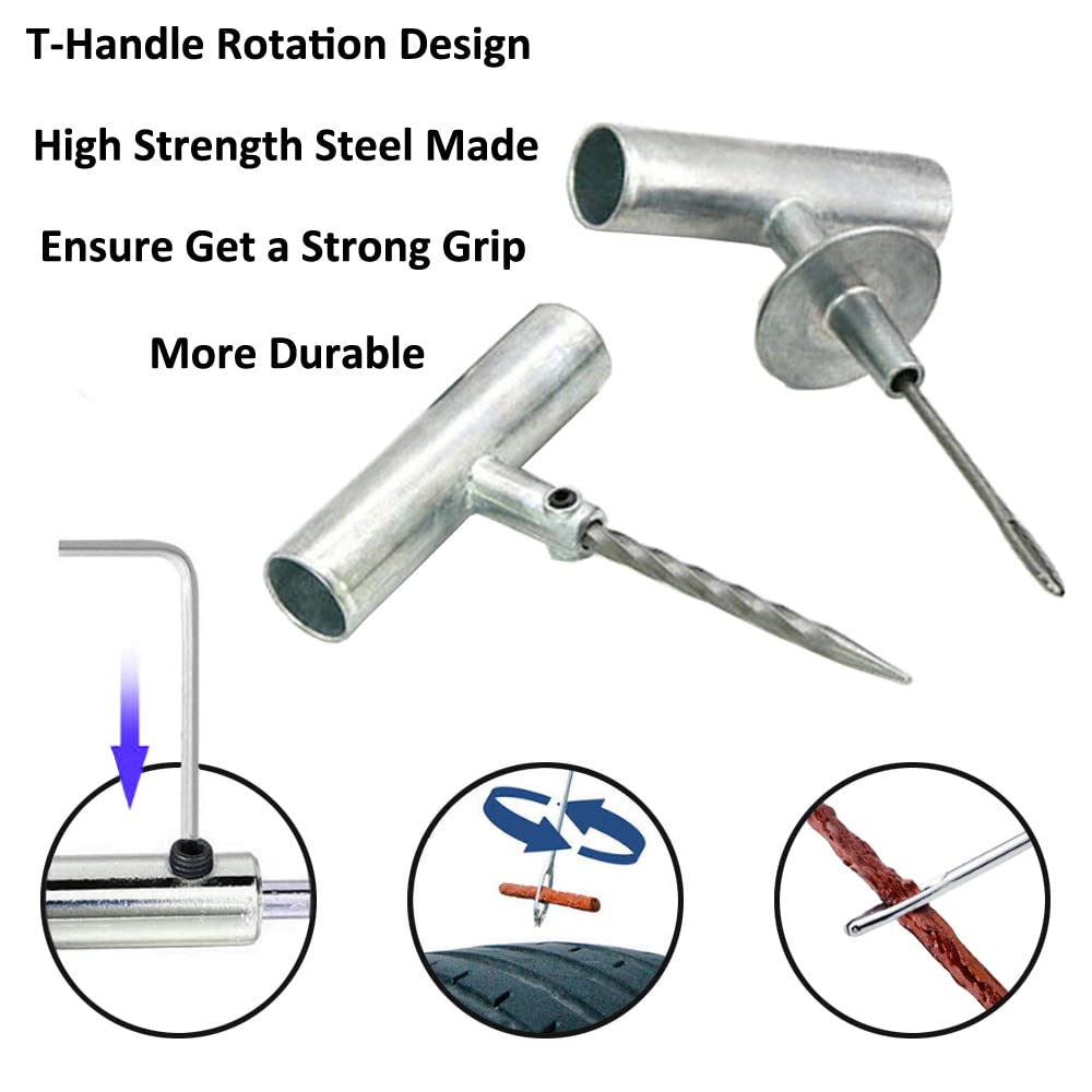 ETOPARS Kit Riparazione Pneumatici 67 Pezzi Strumenti di Riparazione Foratura Pneumatici Auto Kit Riparazione di Gomme Emergenza Tubeless Ripara Gomme di Forature Blu