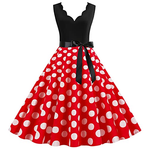 MeiLyviba Kleider Damen 50er 60er Jahre Kleid Neckholder 1950Er Abendkleider Hepburn Stil Rockabilly Retro Kleider Petticoat Kleid Hepburn Kostüm Vintage Cocktailkleid