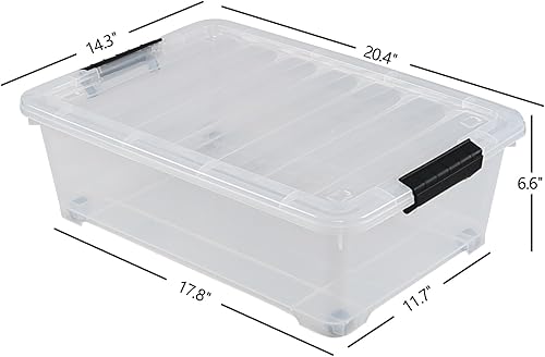 Miniatura 3 de Kiddream Paquete de 3 cajas de almacenamiento con ruedas de 20 cuartos de galón, contenedor de almacenamiento de plástico transparente debajo de la