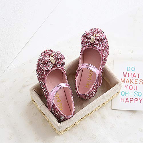 Toddler Girls Sequin Dress Shoes Glitter Bowknot Ballerina Flat Wedding Dance Party Princess Crystal Mary Jane Shoes4