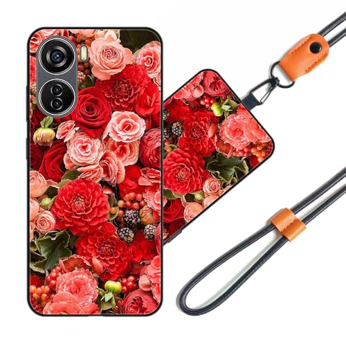 JEZSTHAI Funda Compatible con ZTE Blade V41 Vita 5G Carcasa de Silicona Suave con Correa Colgante Correa de Cuello Cordón para Movil,Anti-Choque Protección Case con Patrón.Patrón*A03
