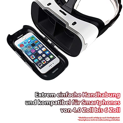 Virtual Reality 3D Brille inkl. Bluetooth-Controller, VR-Brille ist kompatibel mit allen Smartphones in der Größe 4.0 bis 6 Zoll z.B. Samsung Galaxy Modelle, iPhone, Google Pixel, Xiaomi u.v.a. - Image 4
