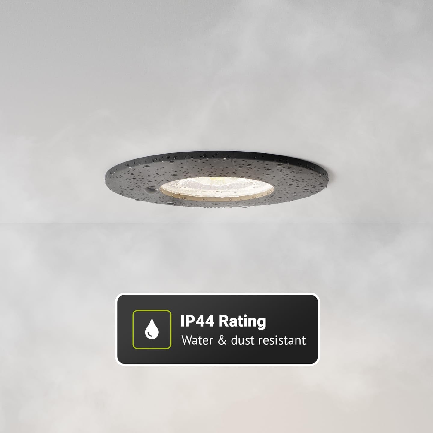 HOFTRONIC - 10er Set Prado LED-Einbaustrahler Bad Dimmbar - 6 Watt 570 Lumen - CCT Lichtfarbe einstellbar 2700K/4000K/6000K - Geringe Einbautiefe 25mm - Rund - IP44 Badezimmer Einbauspot - Schwarz