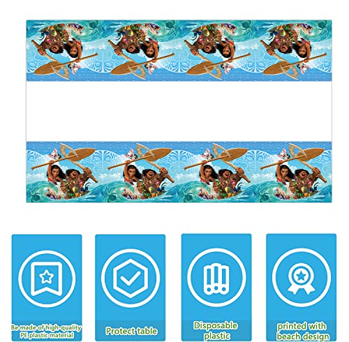 Moana Birthday Party Supplies,Moana Party Tableware Set,Blue Paper Plates Napkins Forks Tablecloth For Kids Girls Boys Summer Beach Moana Theme Birthday Party Cake Table Decor,10 Guests #TOP6
