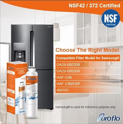 Puroflo Da29-00020B Replacment For Samsung Water Filter, Compatible W/ Haf-Cin/Exp, Rf263Beaesr, Rf28Hfedbsr, Rf263Teaesg, Rf28Hdedbsr, Rf4287Hars, Rf4267Hars, Haf-Cin Refrigerator Water Filter 3Pack #TOP2