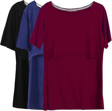 Smallshow Women's Maternity Nursing Tops Short Sleeve Breastfeeding Clothes