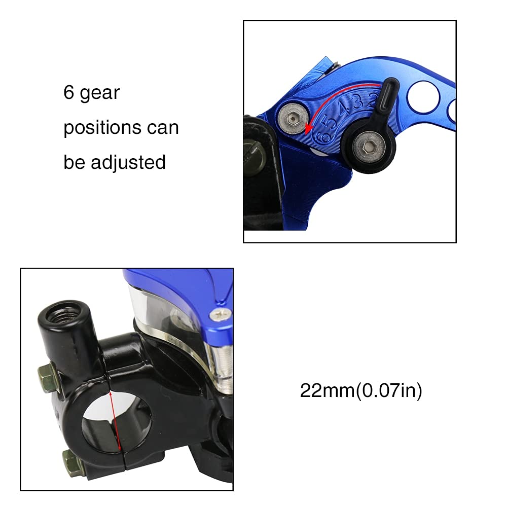 Manetas Moto 7/8 "Motocicleta Universal Motoras Handles Manillares Hidráulico Embrague Master Cilindro Palancas Maneta Freno Moto (Color : Gold)