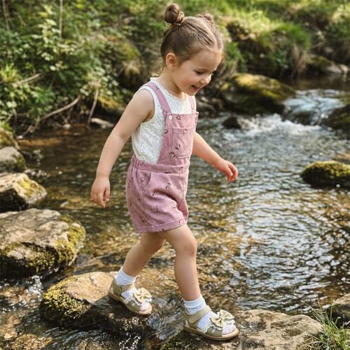 Image of Ayalinggo Toddler Baby Girl Sunflower Print Overalls Shorts with Pocket Suspender Trousers Cute Summer Clothing Outfit