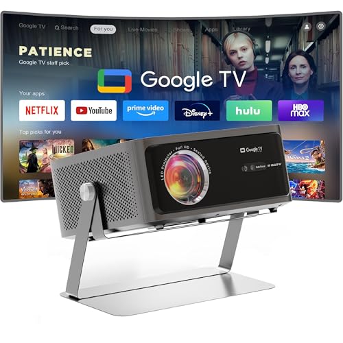 Image of E Gate Zen 12X | Official Google TV & Netflix Inside | 100% Dust Proof | Brightest 1200 ISO | Native 1080p Projector 4K Ultra HD | Auto Keystone & Focus | ScreenFree | Dolby Audio-20W Speaker, EGATE