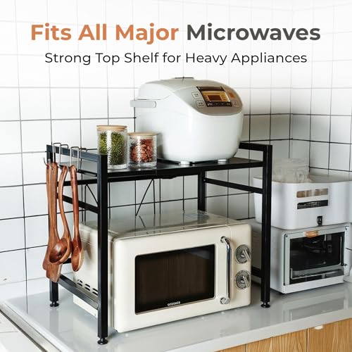Image of HomeEssentials Kitchen Adjustable Standing Shelving Rack, Multi-Layer Storage Organizer, Heavy Duty Metal Rack for Kitchen Countertop, Pantry, Microwave Oven & Spice Storage