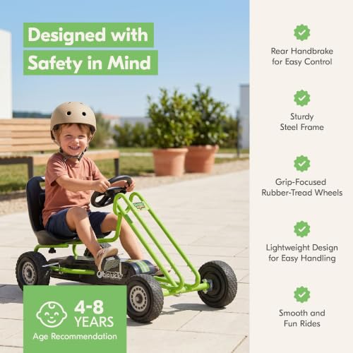 Image of hauck Kids Pedal Go Kart, 4 Wheel Bike Cart, Ride for Ages 4-8, Green