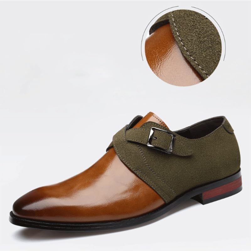 Men's Leather Shoes Business Commuting Shoes Casual Round Toe Rubber SoleNon-Slip Soft Comfortable Glossy Lightweight Oxford Dress Shoes