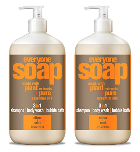 Everyone 3-in-1 Citrus and Mint Soap (Pack of 2) with Orange Essential Oil, Lavender Essential Oil, and Peppermint Essential Oil, 32 oz.