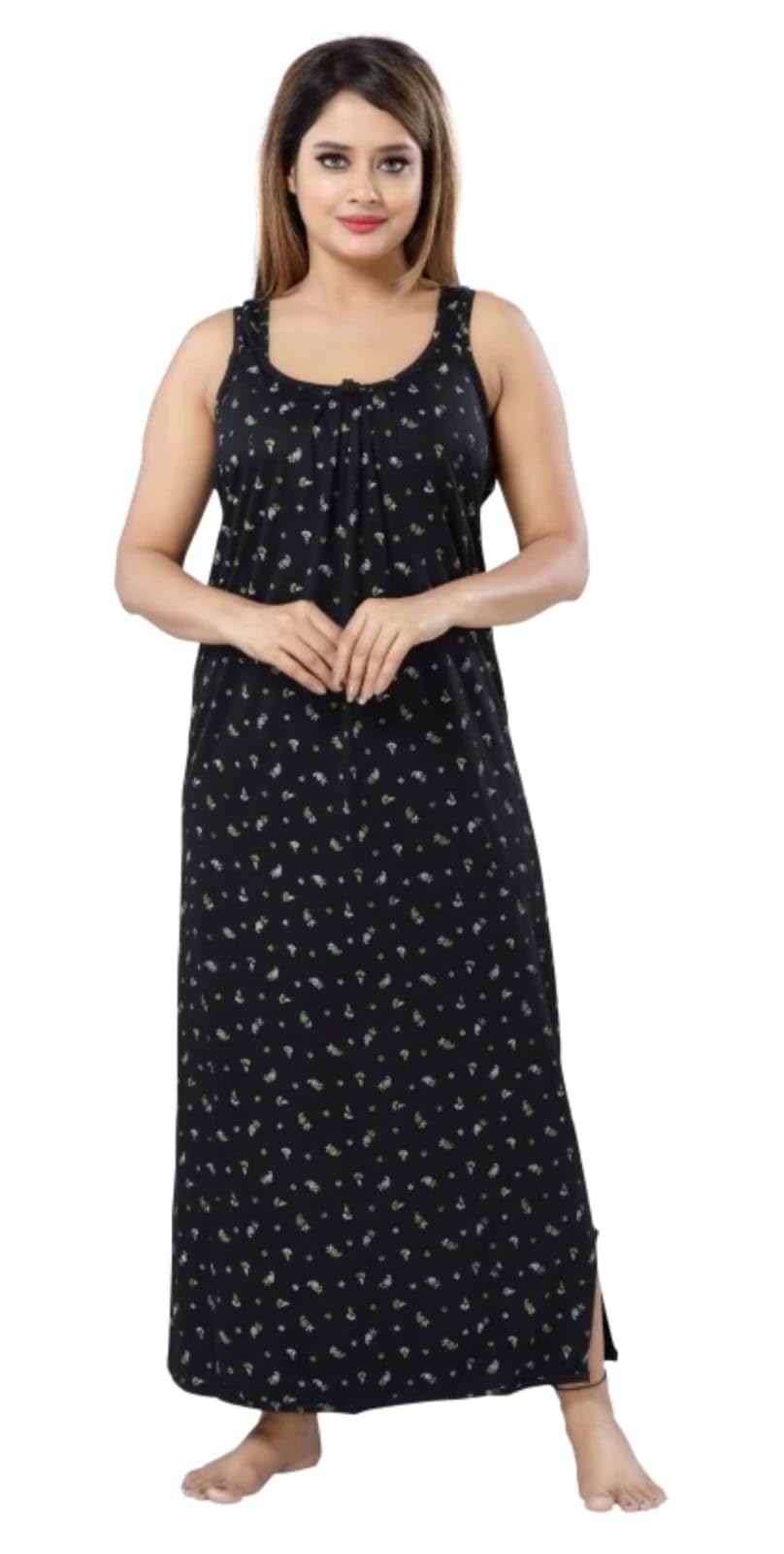 HosCot Women Hosiery Cotton Fabric Printed Long Solid Full Length Gown Slip/Nighty | Night Wear Maxi for Women-image-46