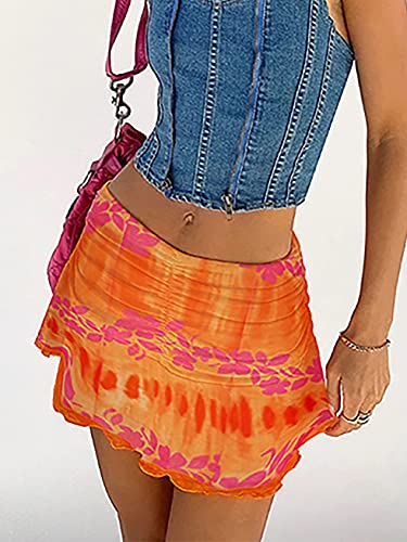 Women Ruched Ruffle Short Skirt High Waisted Stretch Pleated Tennis E-Girls 90s A-Line Mini Skirt2