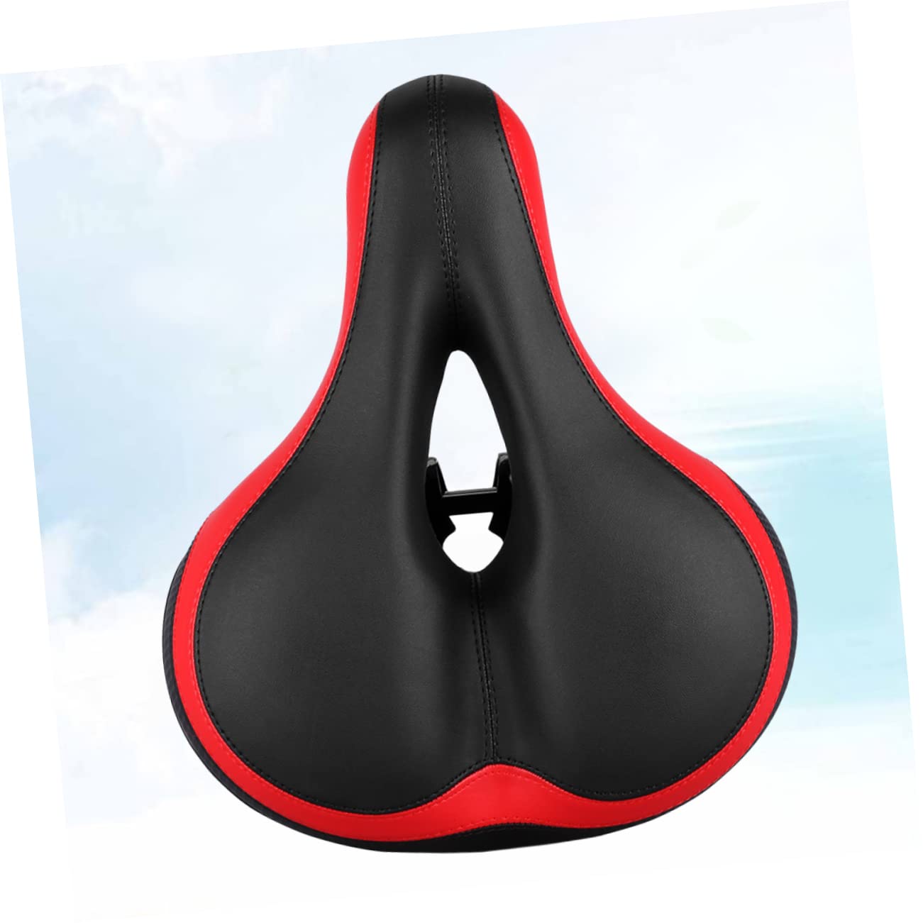 Selle de Vélo Large Noire en Cuir PU avec Ressorts, 2 Pièces